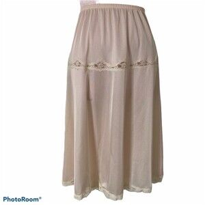 Vintage Vanity Fair Half Slip Womens Small Pink Nylon Ivory Lace